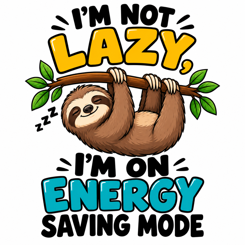 I'm Not Lazy, I'm On Energy Saving Mode — Funny T-Shirt Design (Digital Download)