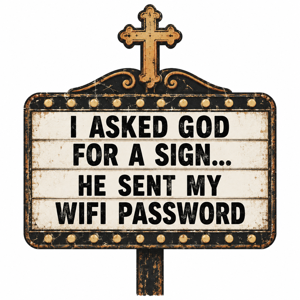 I Asked God For a Sign He Sent My WIFI Password - Funny T-Shirt Design