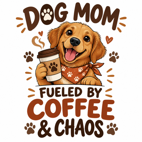 Dog Mom Fueled by Coffee and Chaos t-shirt design