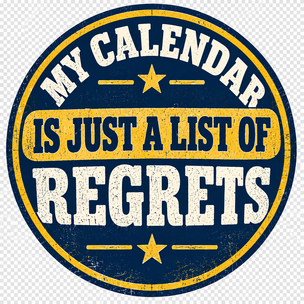 MY CALENDAR IS JUST A LIST OF REGRETS - Sarcastic T-Shirt Design